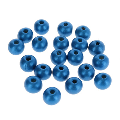 photo packshot d'un lot de 20 perles en bois métallisée de 10mm de diamètre de couleur bleu foncé