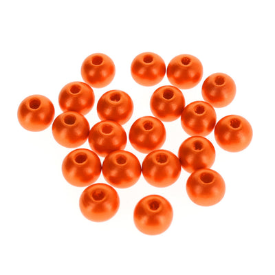 photo packshot d'un lot de 20 perles en bois métallisée de 10mm de diamètre de couleur orange