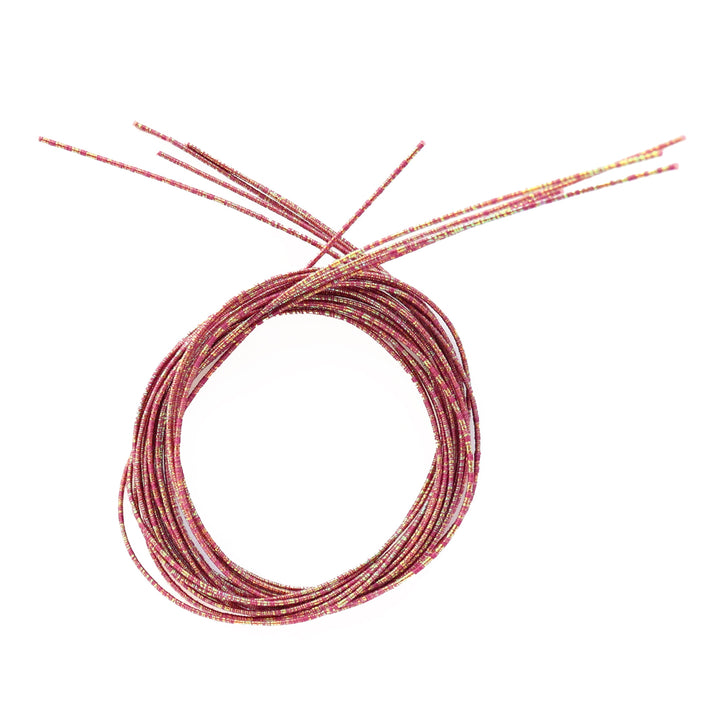 photo packshot du lot de 5 tiges souples en papier mizuhiki lie de vin irisé