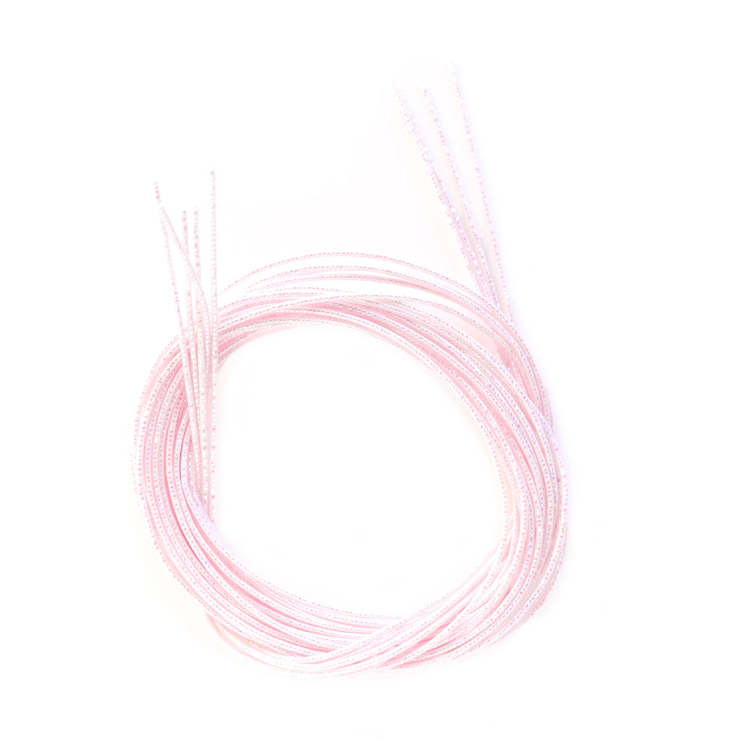 photo packshot du lot de 5 tiges souples en papier mizuhiki rose bébé irisé