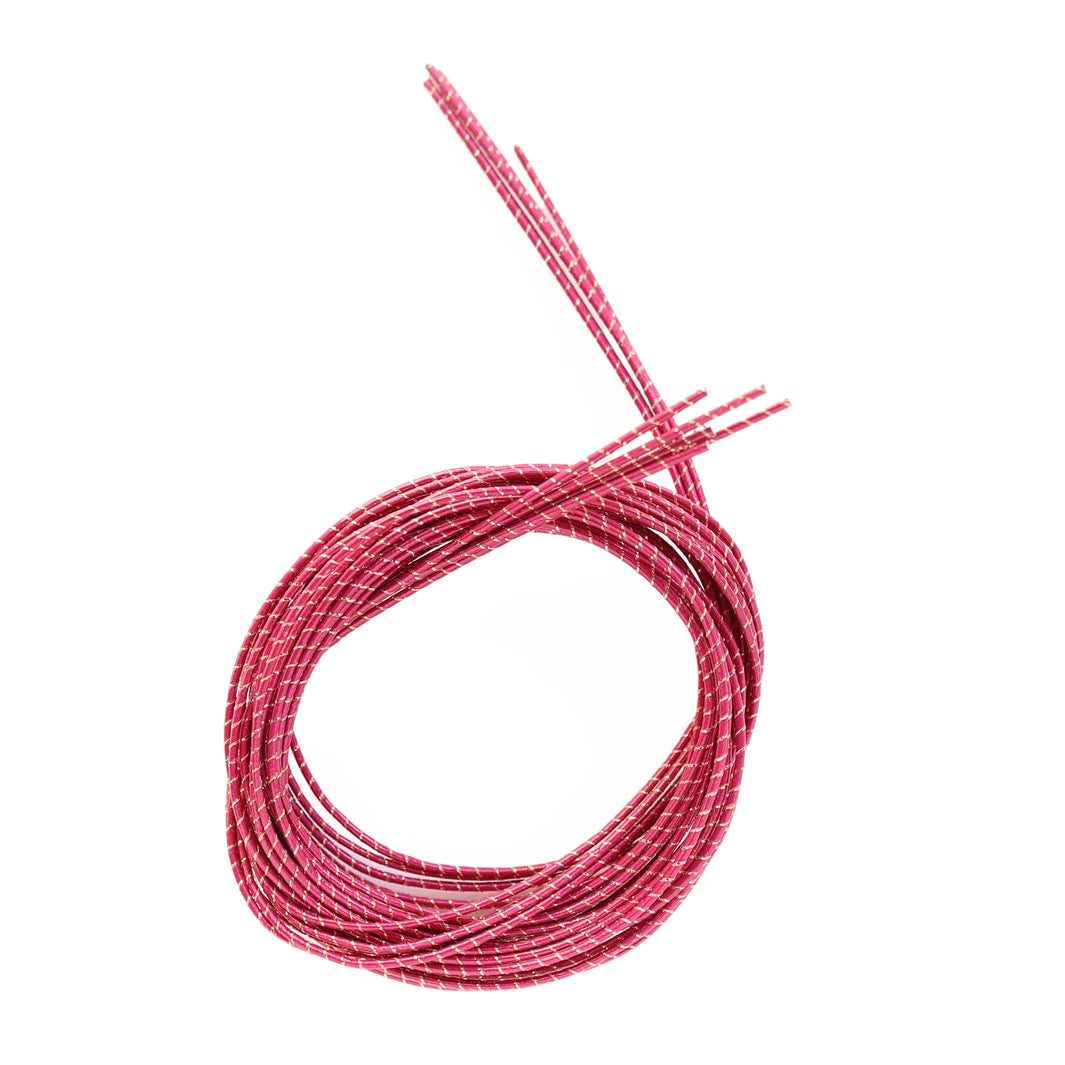 photo packshot du lot de 5 tiges souples en papier mizuhiki rose framboise semi irisé