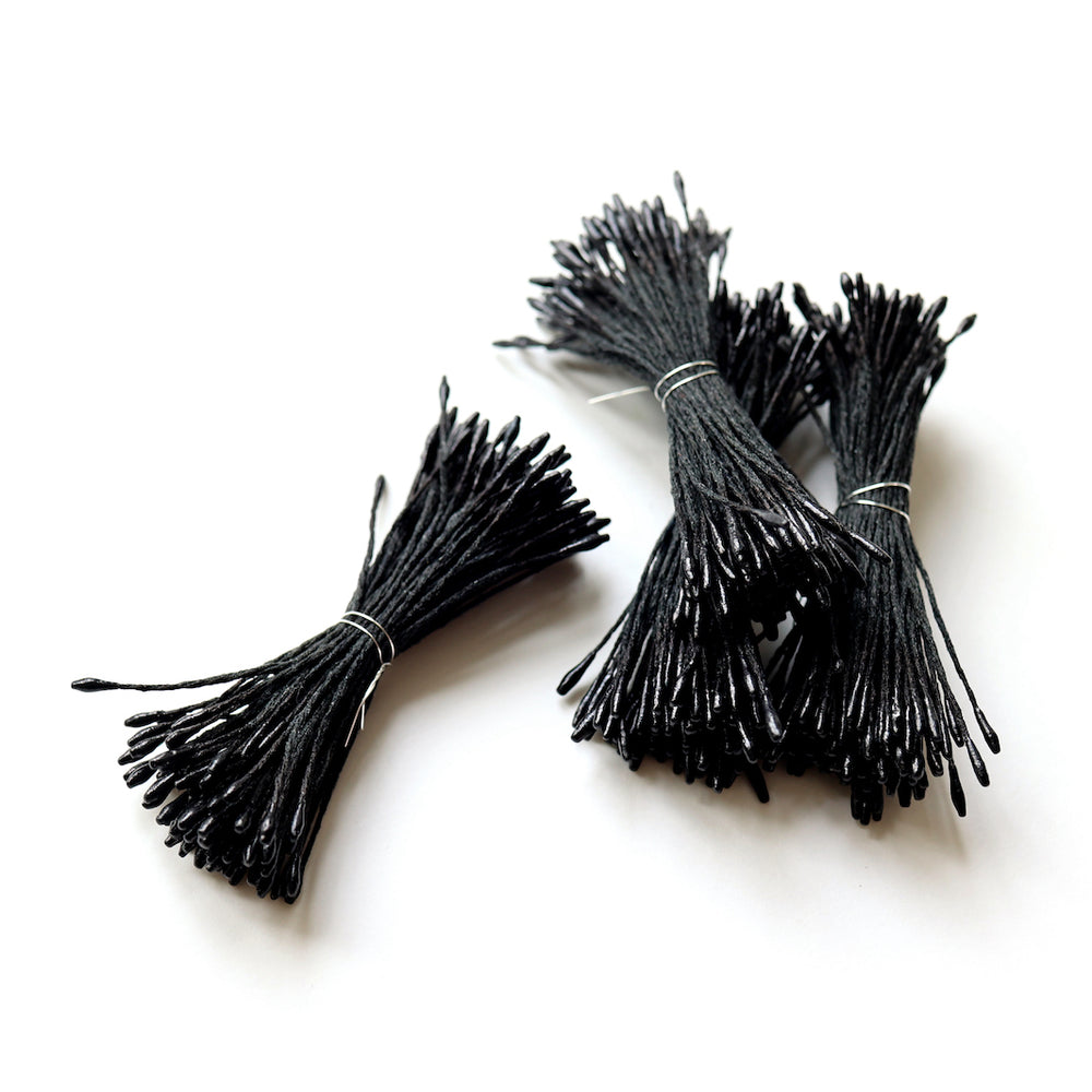 photo packshot de lots de fagots de pistils de fleurs noir brillant (1080)