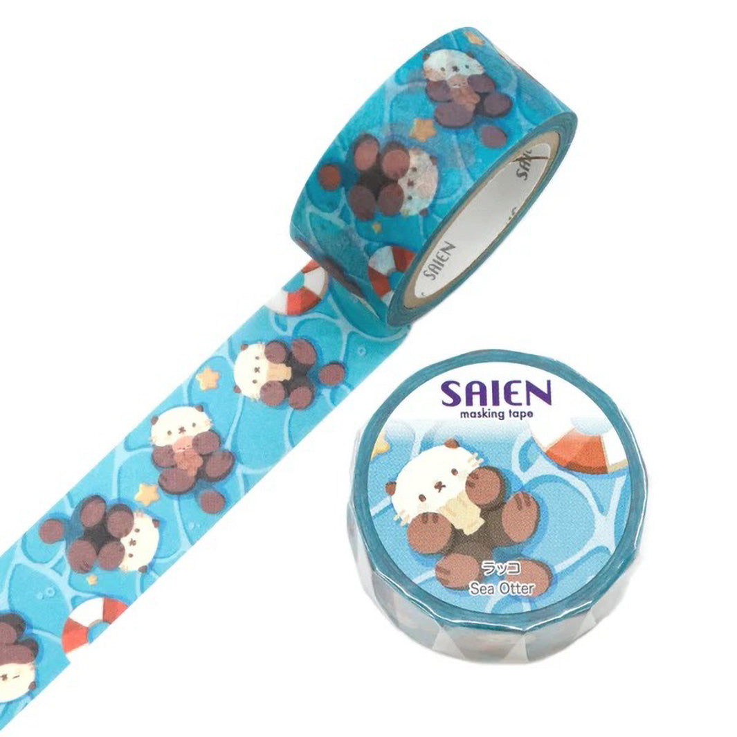 photo packshot d'un masking tape au motifs de moutons nocturnes dans les tons bleus, marrons et blancs