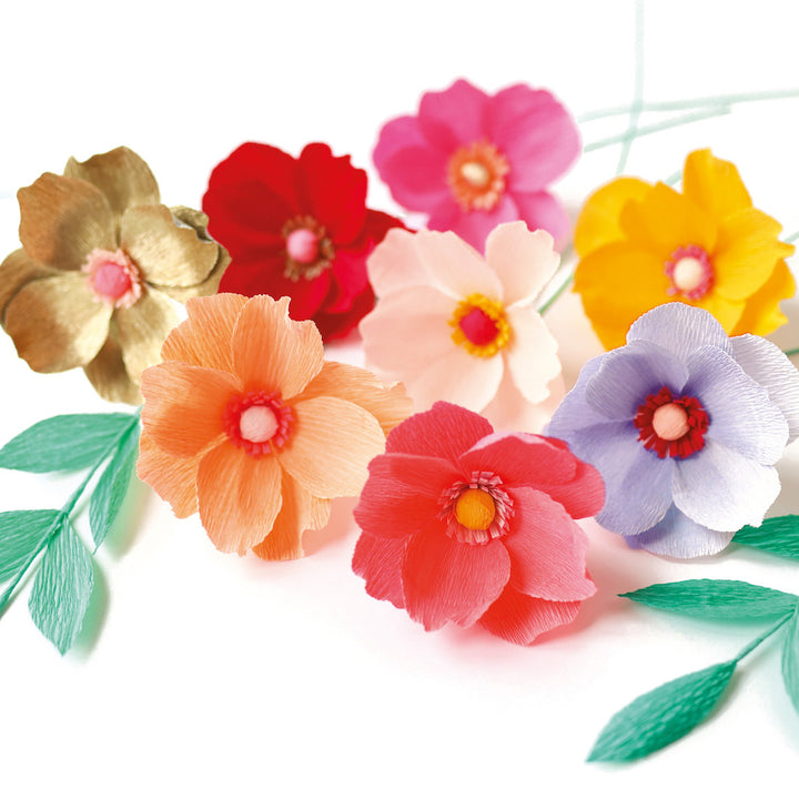 photo packshot des modèles de fleurs du kit bouquet d'anémones « licorne » jaune, rose, corail, rouge, lilas et vert adeline klam