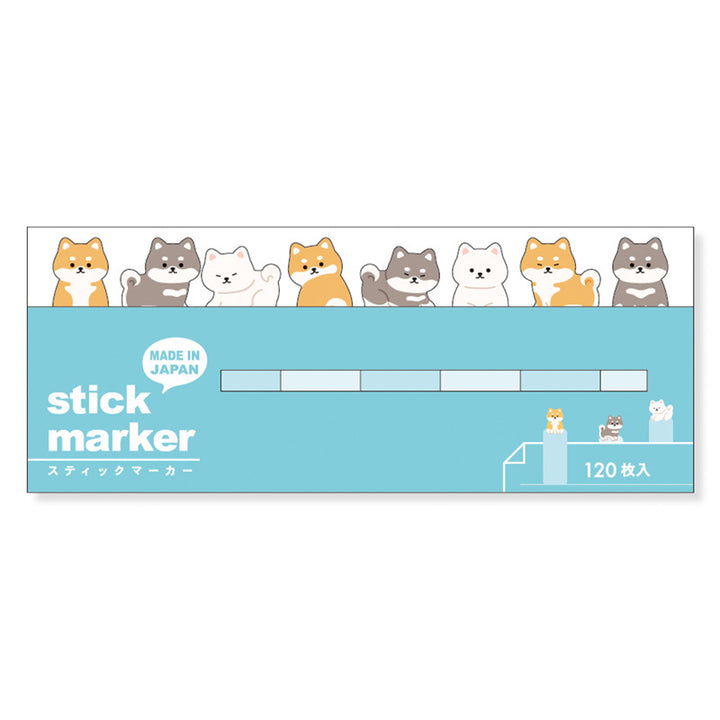 photo packshot du packaging du lot de 120 stickers index en forme de chiens shiba inu