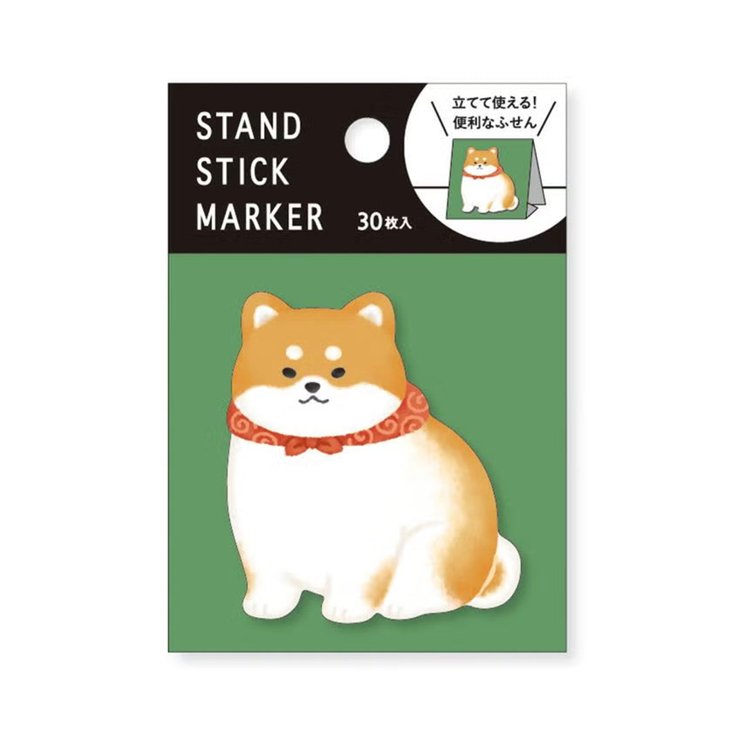 photo packshot du packaging des 30 notes autocollantes en forme de chien shiba orange, blanc et rouge