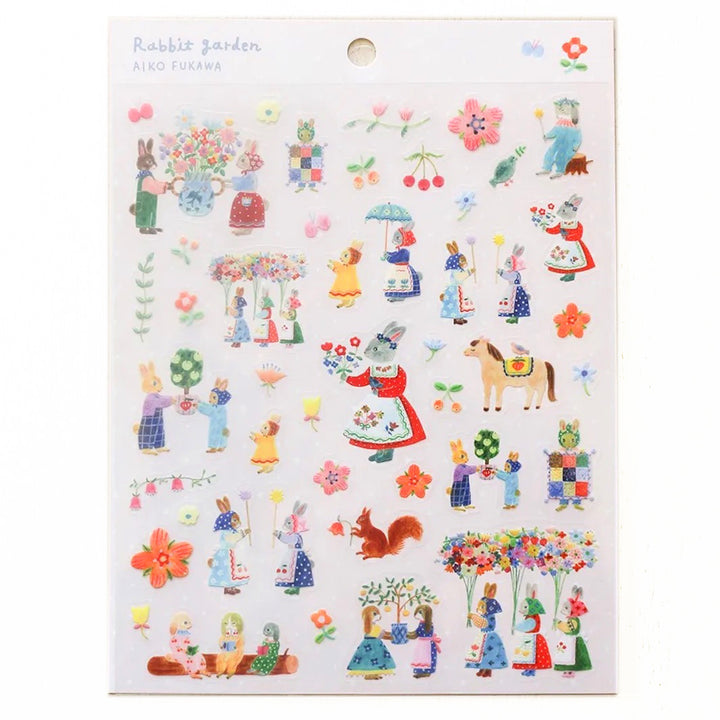 Planche de 45 Stickers - Rabbit Garden, Aiko Fukawa