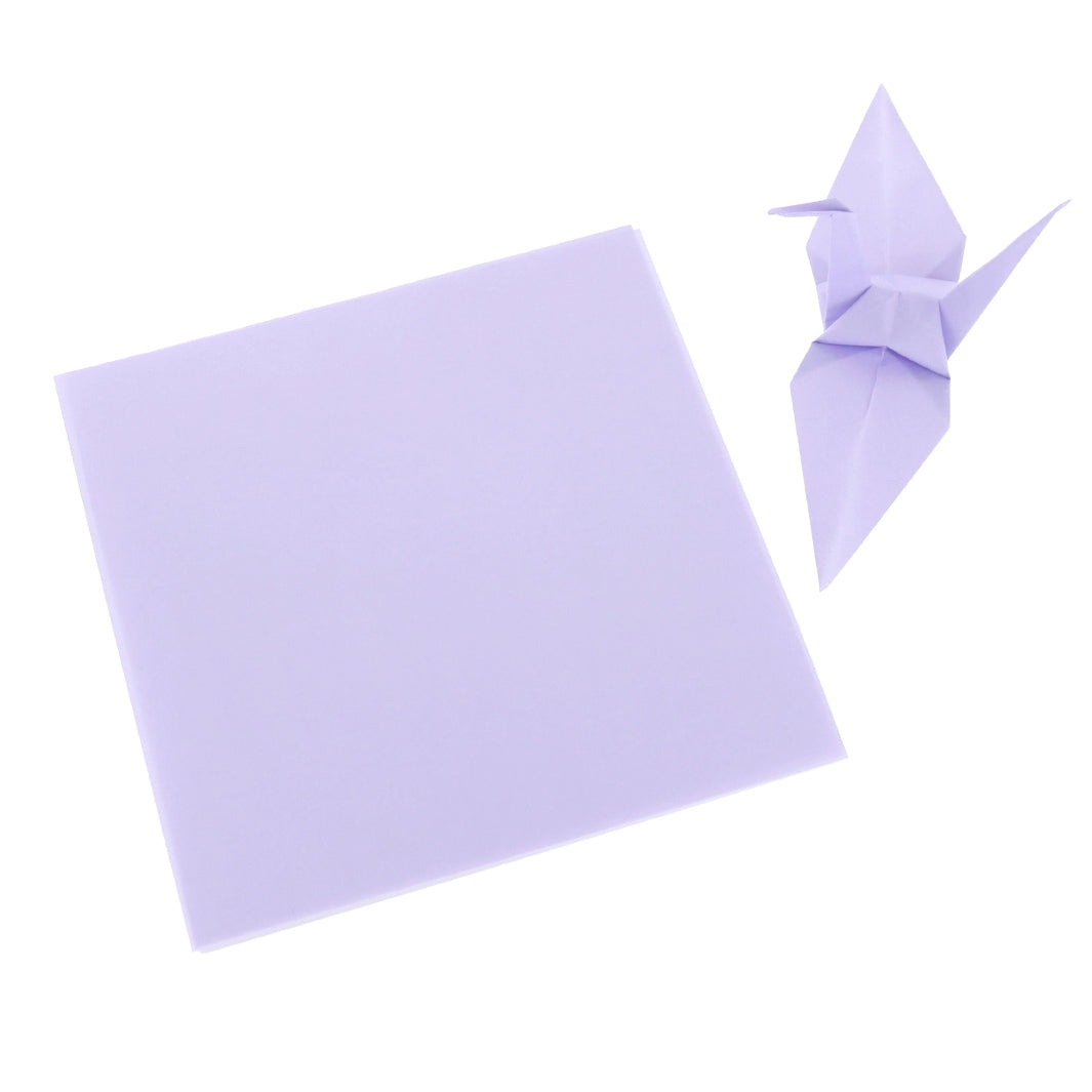 photo packshot des papiers et d'une grue montée du set de 100 papiers origami unis violet lilas toyo