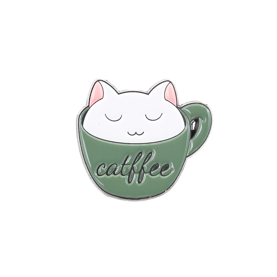 photo packshot du pin's catffee blanc, vert et rose