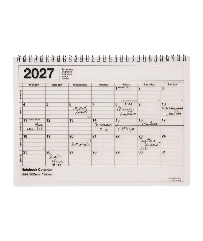 photo packshot du planning annuel 2027 en taille M et en couleur blanche tokyo edge mark's