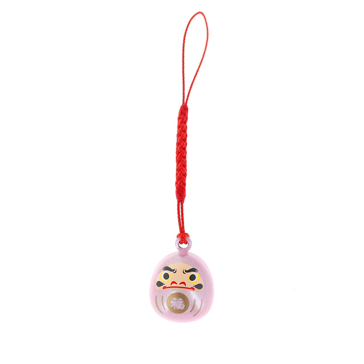 photo packshot d'un porte-clefs en forme de daruma de couleur rose clair nacré