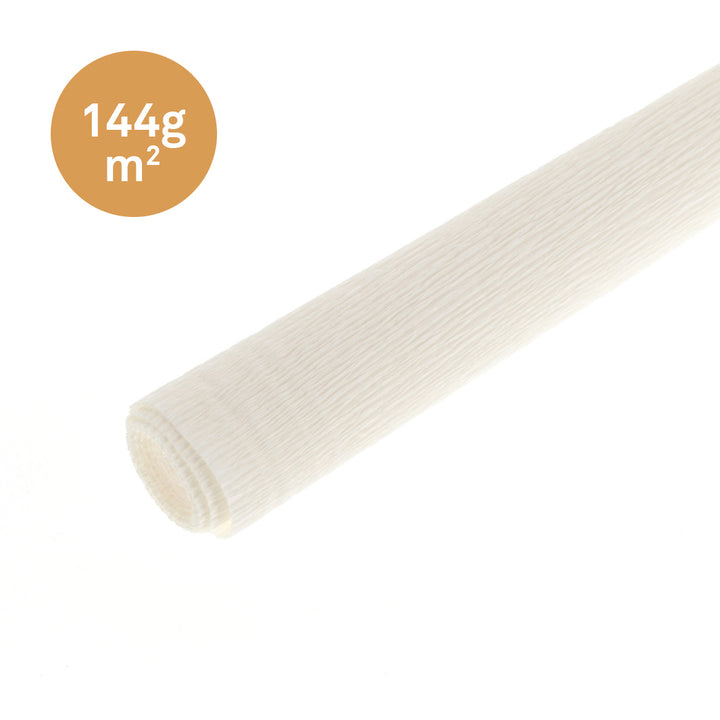 photo packshot d'un rouleau de 50cm par 60cm de papier crépon épais blanc crème 603