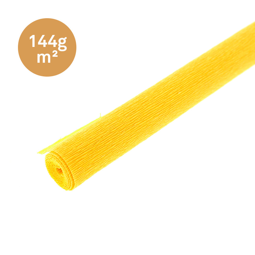 photo packshot d'un rouleau de 50cm par 60cm de papier crépon épais jaune marguerite (17E5)