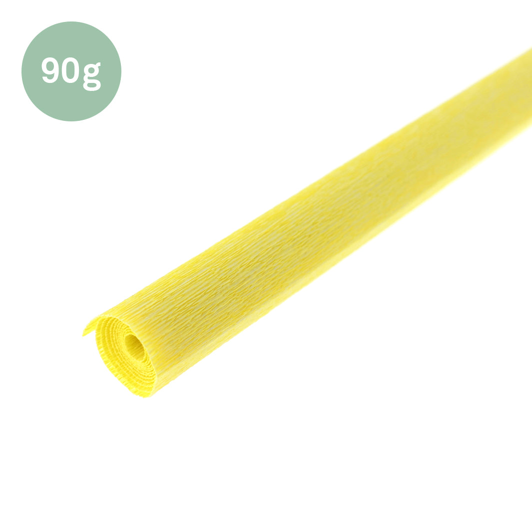 photo pakcshot d'un rouleau de 45cm par 50cm de papier crépon fin jaune acidulé 371