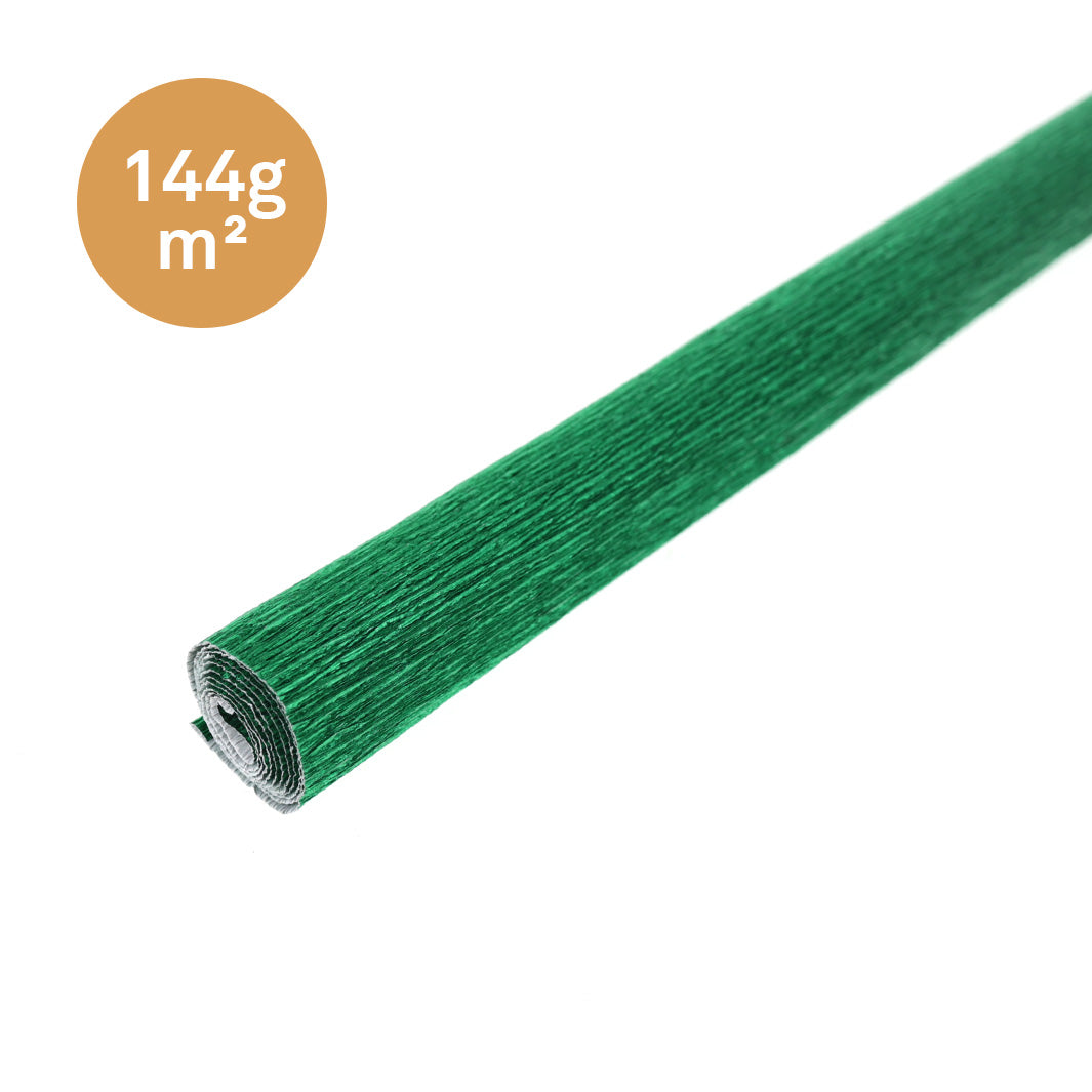 photo pakcshot d'un rouleau de 50cm par 60cm de papier crépon épais métallisé vert 804