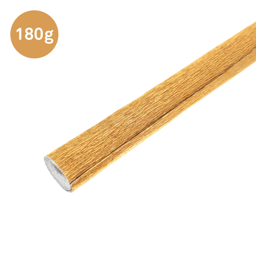 photo pakcshot d'un rouleau de 50cm par 60cm de papier crépon épais métallisé or jaune 801