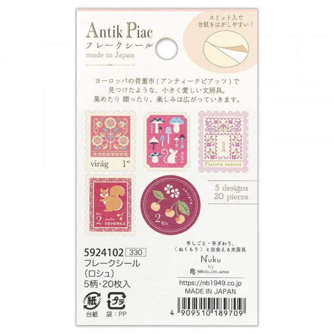 20 Stickers - Timbres Vintages - Rose