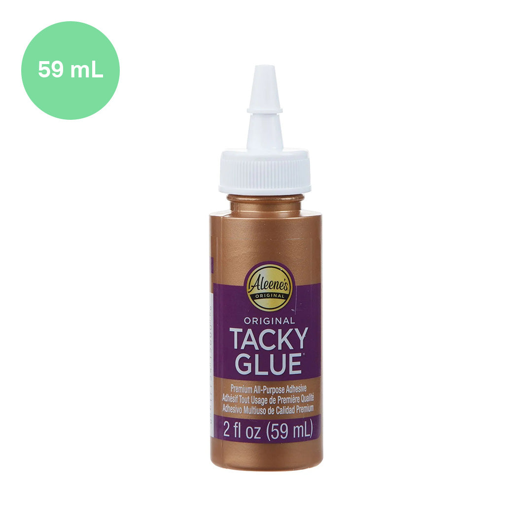 photo packshot vue de face de la colle blanche « original tacky glue » prise normale et bouchon classique en 59ml de chez Aleene's