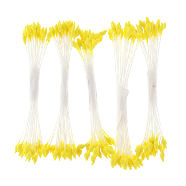 photo packshot vue de face du lot de 5 fagots de pistils de fleurs jaunes et blancs (122)