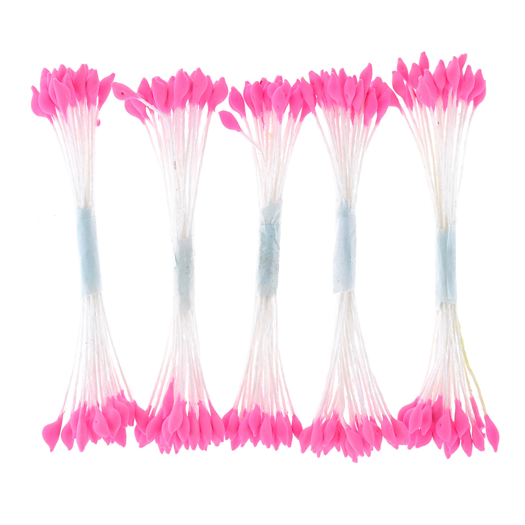 photo packshot vue de face du lot de 5 fagots de pistils de fleurs rose fluo et blancs (187)