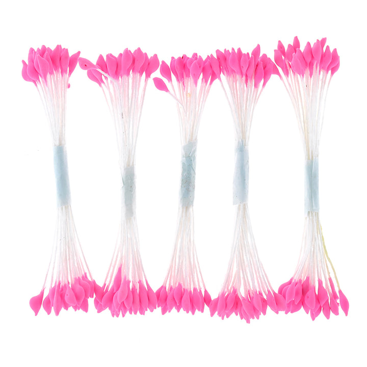 photo packshot vue de face du lot de 5 fagots de pistils de fleurs rose fluo et blancs (187)