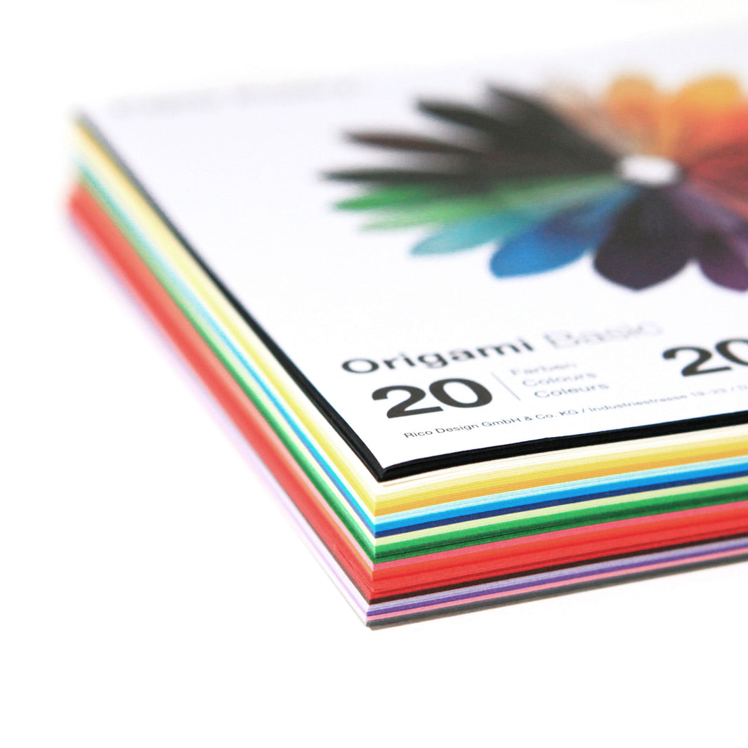 200 Papiers Origami Unis - 20 Couleurs, Tons Basiques - 15 x 15 cm