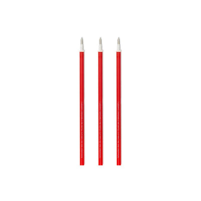 photo packshot du lot de 3 recharges pour stylo gel effaçable à l'encre rouge et pointe 0,7mm legami