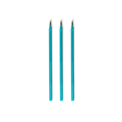 photo packshot du lot de 3 recharges pour stylo gel effaçable à l'encre turquoise et pointe 0,7mm legami