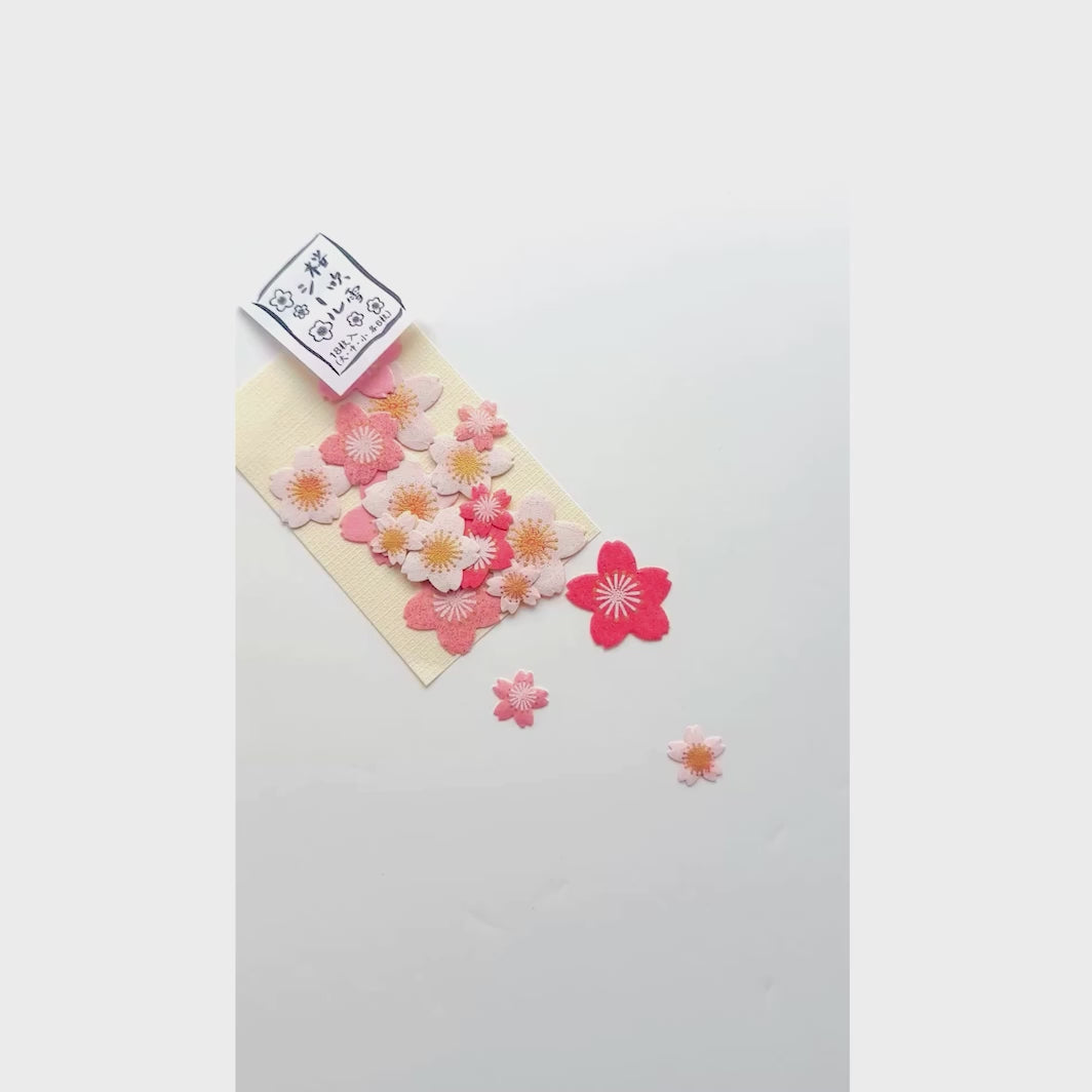 vidéo des présentation des stickers  du lot de 18 stickers en forme de fleurs de cerisier dans différents tons de roses adeline klam
