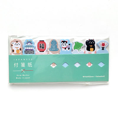 set de 120 stickers index « post-it » en forme de grigris et de symboles japonais