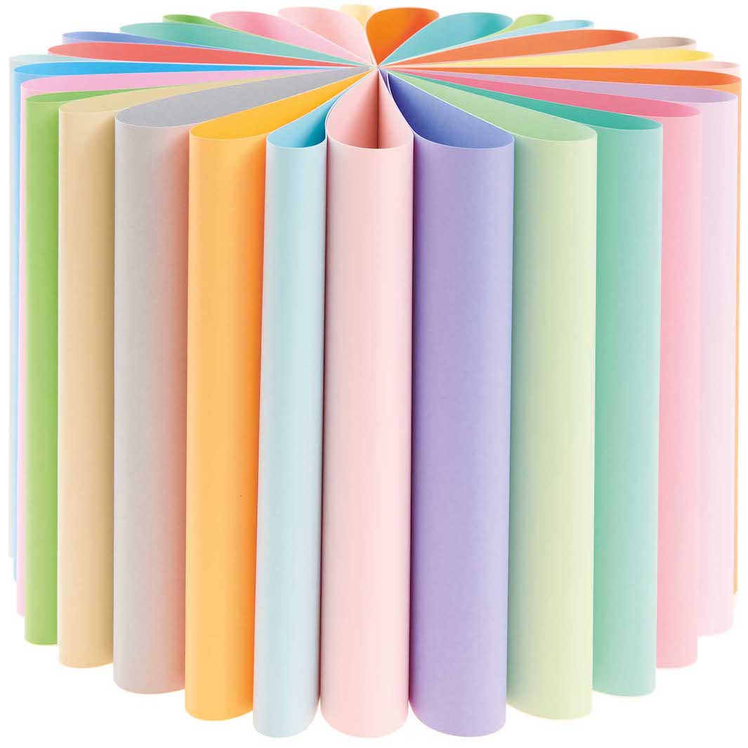 Bloc de 30 feuilles de papier - Multicolores pastels - 180g/m²