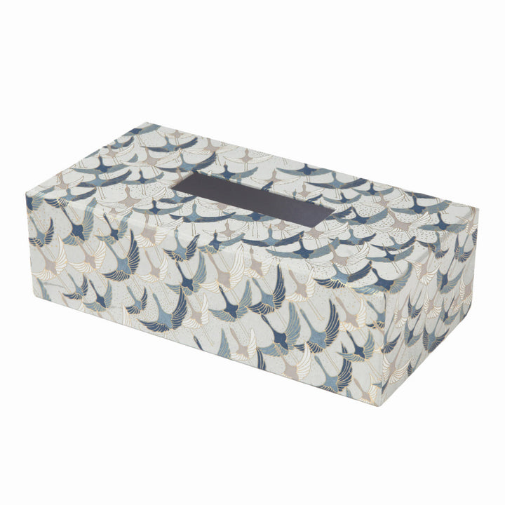 Papier Japonais - Envolée de Grues Graphiques - Gris Perle, Bleu et Taupe - M753