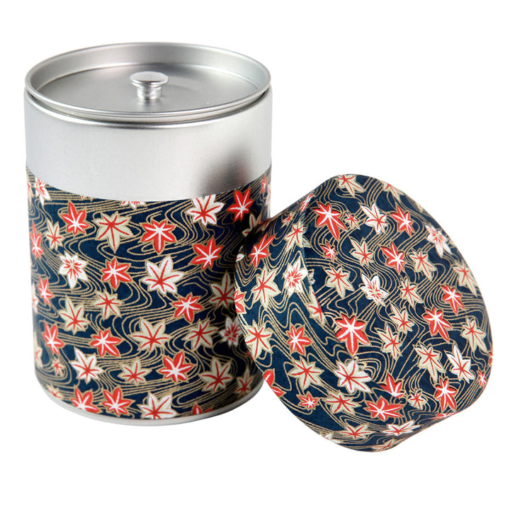 Tea Box - Maple Leaves in the Wind - Dark Blue, Red, Pale Yellow and White - M867