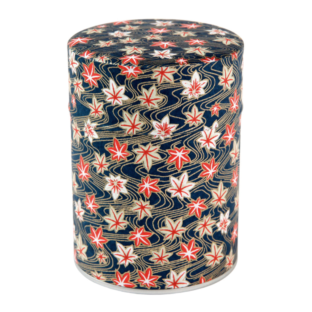 Tea Box - Maple Leaves in the Wind - Dark Blue, Red, Pale Yellow and White - M867