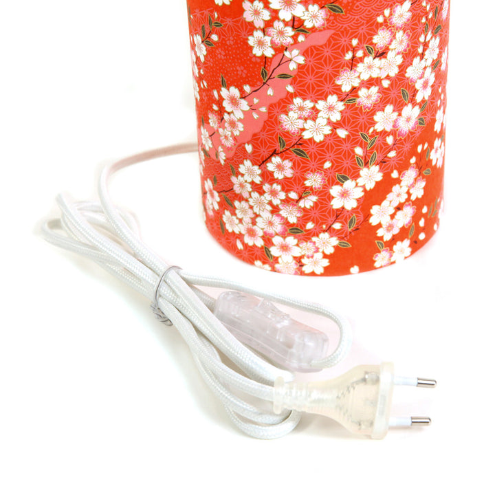 Lampe Japonaise à Poser - Fleurs de Cerisiers - Orange Rouge - M385
