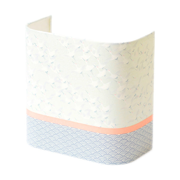 Japanese wall light 3 strips - Cranes pearly white background, Blue gray waves - M387 and M477