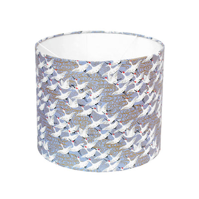 Abat-jour cylindre Papier japonais - Petit - Grues blanches fond mauve - M388
