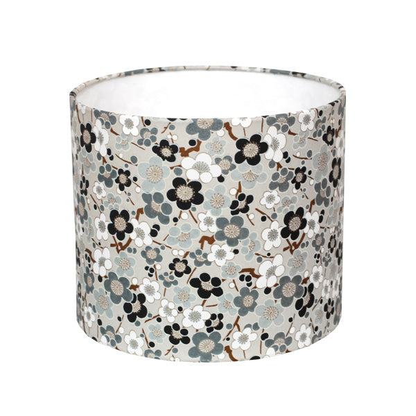 Abat-jour japonais cylindrique - Grandes Fleurs de Prunier - Gris - M452