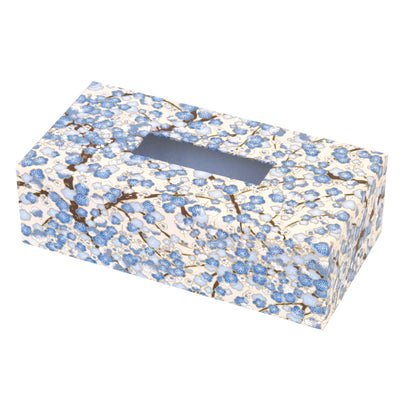 Boîte à mouchoirs Fleurs cerisier bleu fond blanc M425