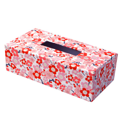 Boîte à mouchoirs Fleurs rouge rose fond blanc M451