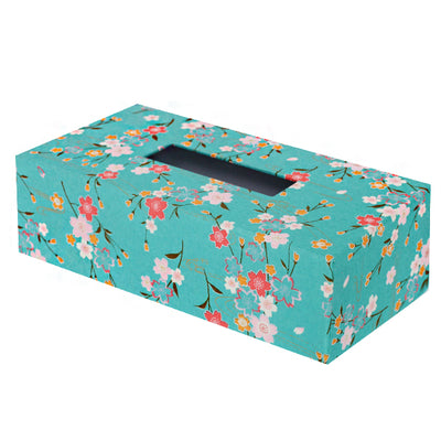 Boîte à mouchoirs Fleurs Roses fond turquoise M380