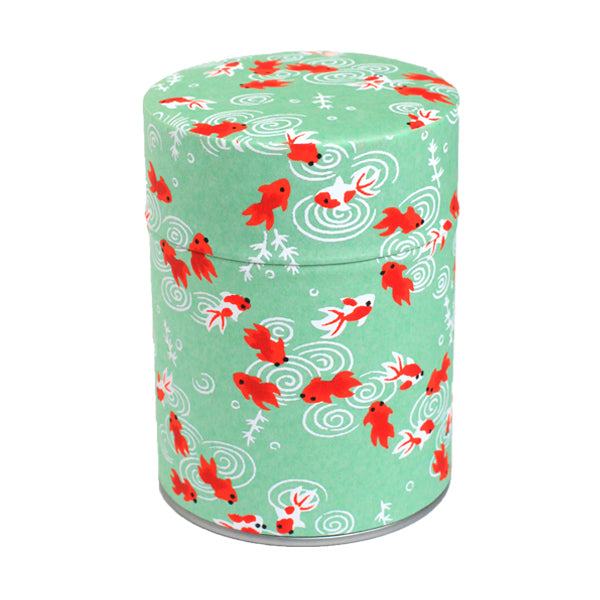 Tea box - Goldfish on a sea green background - M008