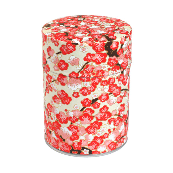 Tea box - Plum blossoms - Red and Cream - M593