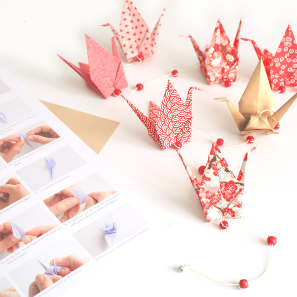 Origami Crane Garland Kit - Red Gold - J