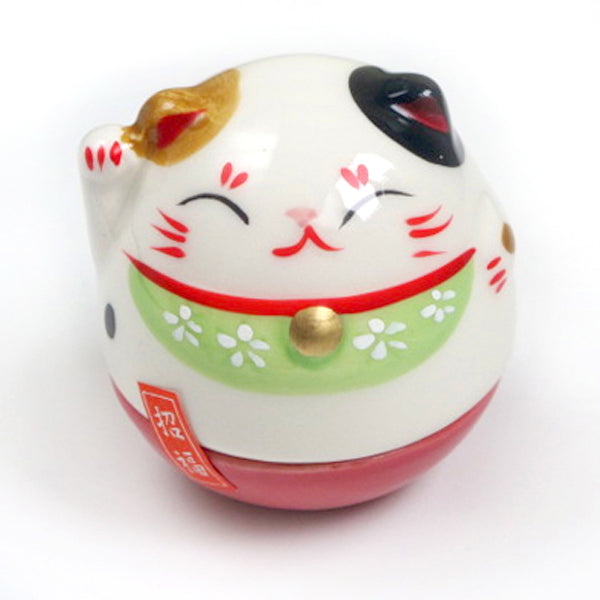 Grigri Chat Koro-Rin Maneki-Neko Vert et Rose