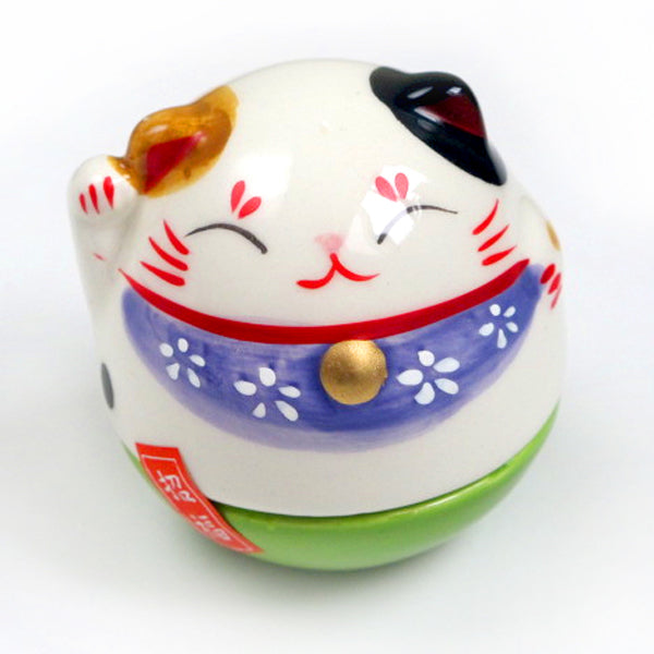 Grigri Chat Koro-Rin Maneki-Neko Violet et Vert