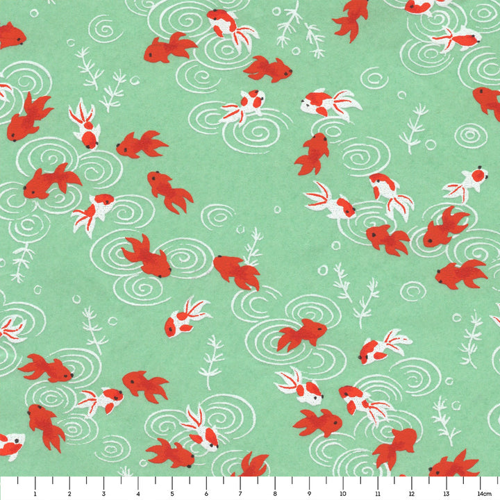 Papier Japonais - Poissons - Vert d'Eau - M008