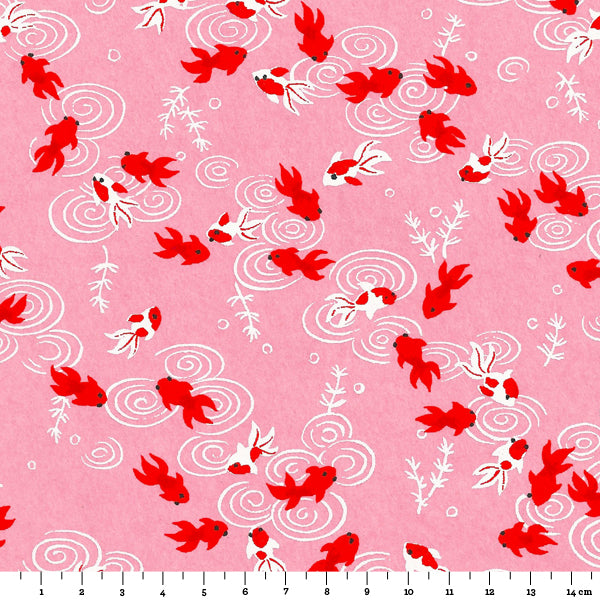 Papier Japonais - Poissons - Rose - M136-Papier japonais-AdelineKlam