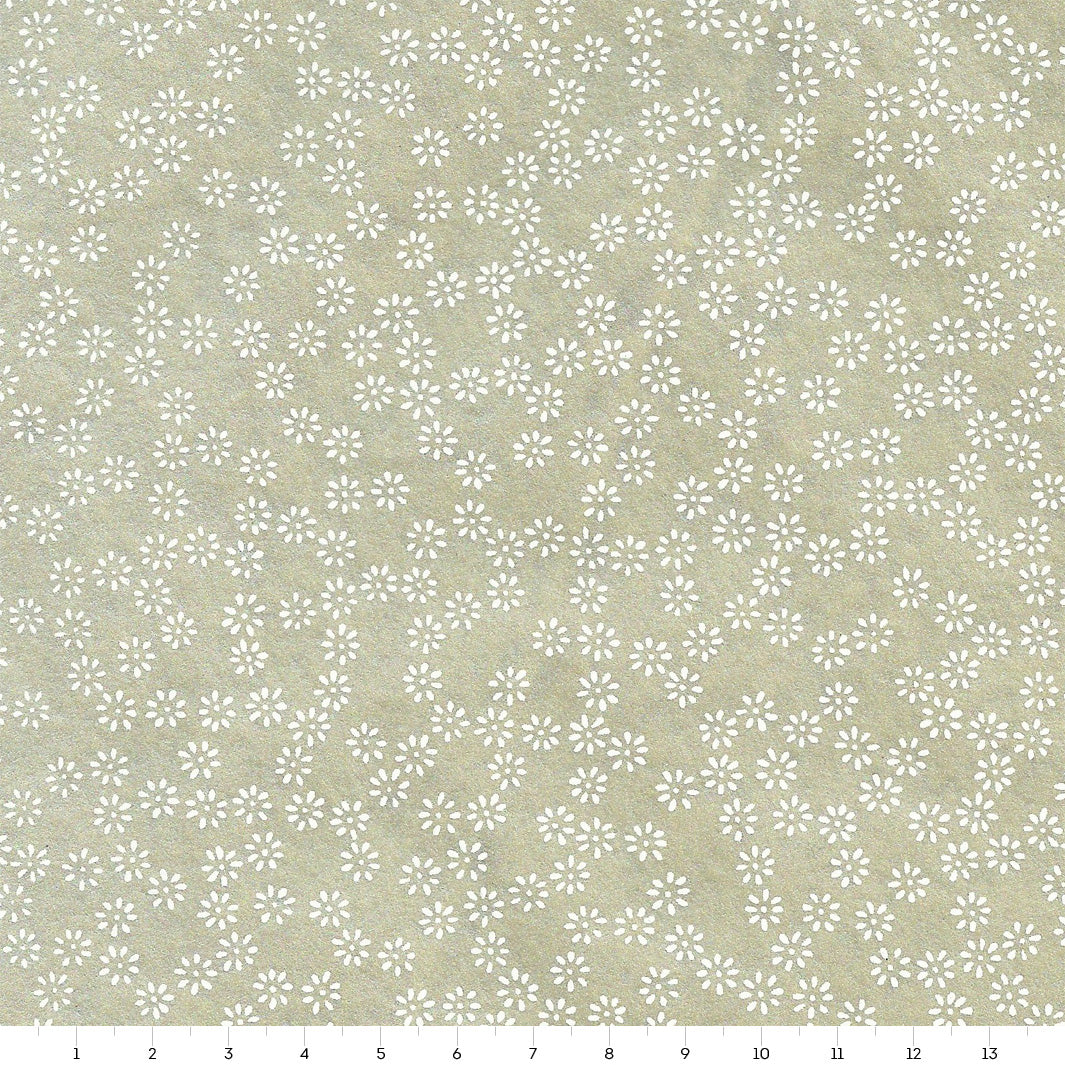 Papier Japonais - Semi de Fleurs - Argenté Beige et Blanc - M358