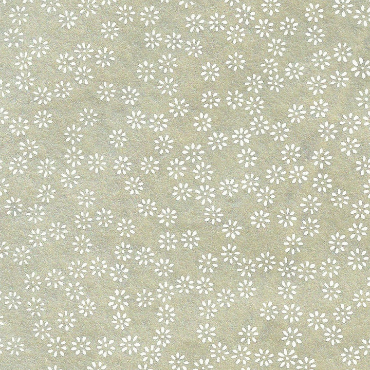 Papier Japonais - Semi de Fleurs - Argenté Beige et Blanc - M358